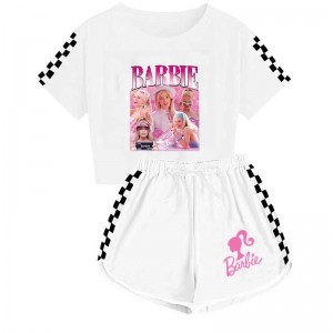 Ensemble pyjama d'été Barbie le film Barbie 100-170, T-shirt et short pour fille, costume de sport