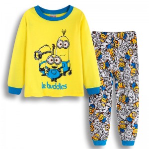 Pyjamas de dessin animé pour enfants Minions Le Buddies Minions Ensembles de pyjamas en coton à manches longues
