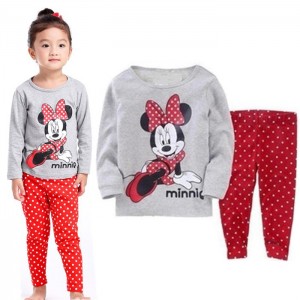 Dessin animé coton Disney Mickey Mouse et amis pyjamas de vacances Mickey Mouse pantalon à manches longues ensemble de pyjamas pour enfants