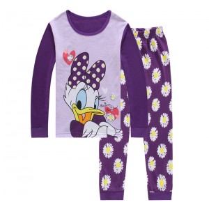 Dessin animé coton Disney Mickey Mouse et ses amis pyjama de vacances Mickey Mouse pantalon à manches longues ensemble de pyjama violet pour enfants