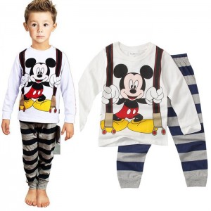 Dessin animé Disney Mickey Mouse et ses amis pyjama de vacances Mickey Mouse pantalon à manches longues ensemble de pyjamas