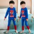 Ensemble de pyjama pour enfants en pur coton à manches longues et col rond, super-héros Spider-Man Batman